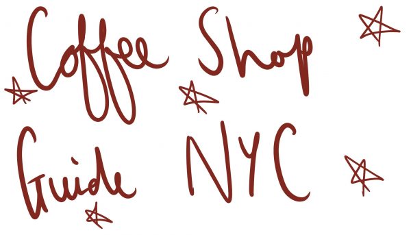 Simple white background with coffee shop guide nyc